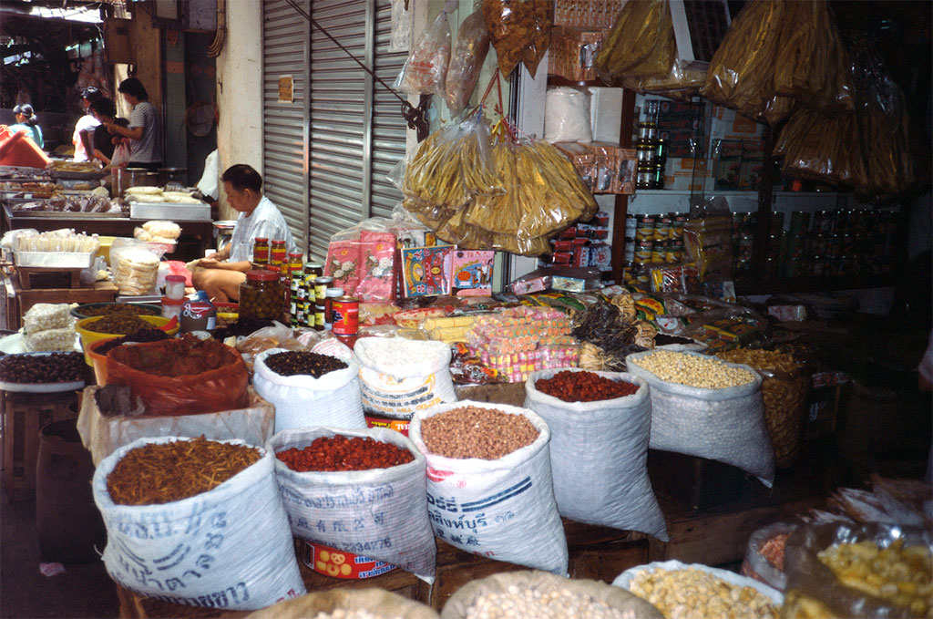 Stall with spices in Bangkoks Chinatown