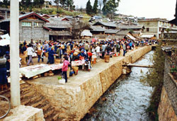 A market along the river in Lijiang