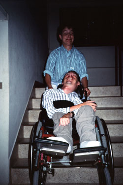 Climbing stairs every day at a hostel in Bangkok